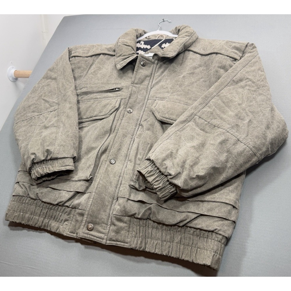 Vintage Hardy Amies London Mens XL | Down Bomber Jacket Map Lining Olive Green
